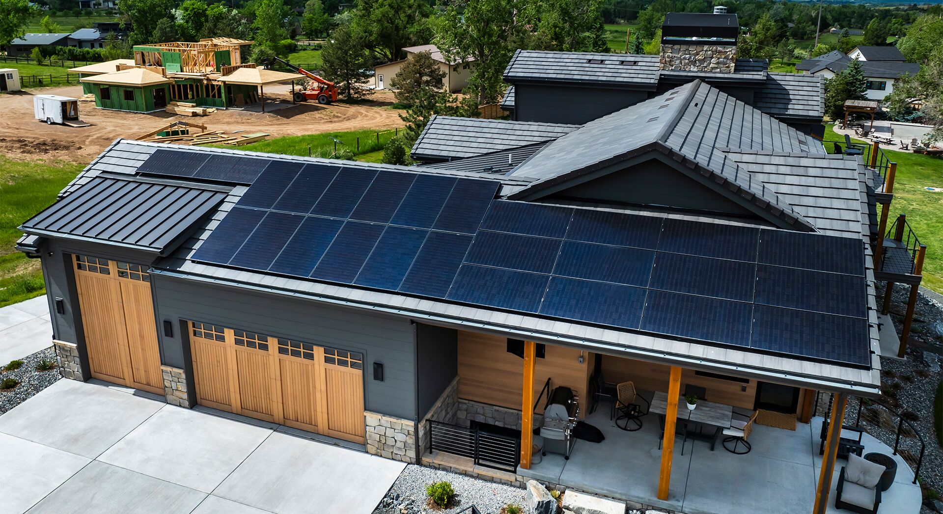 Home solar array above the garage